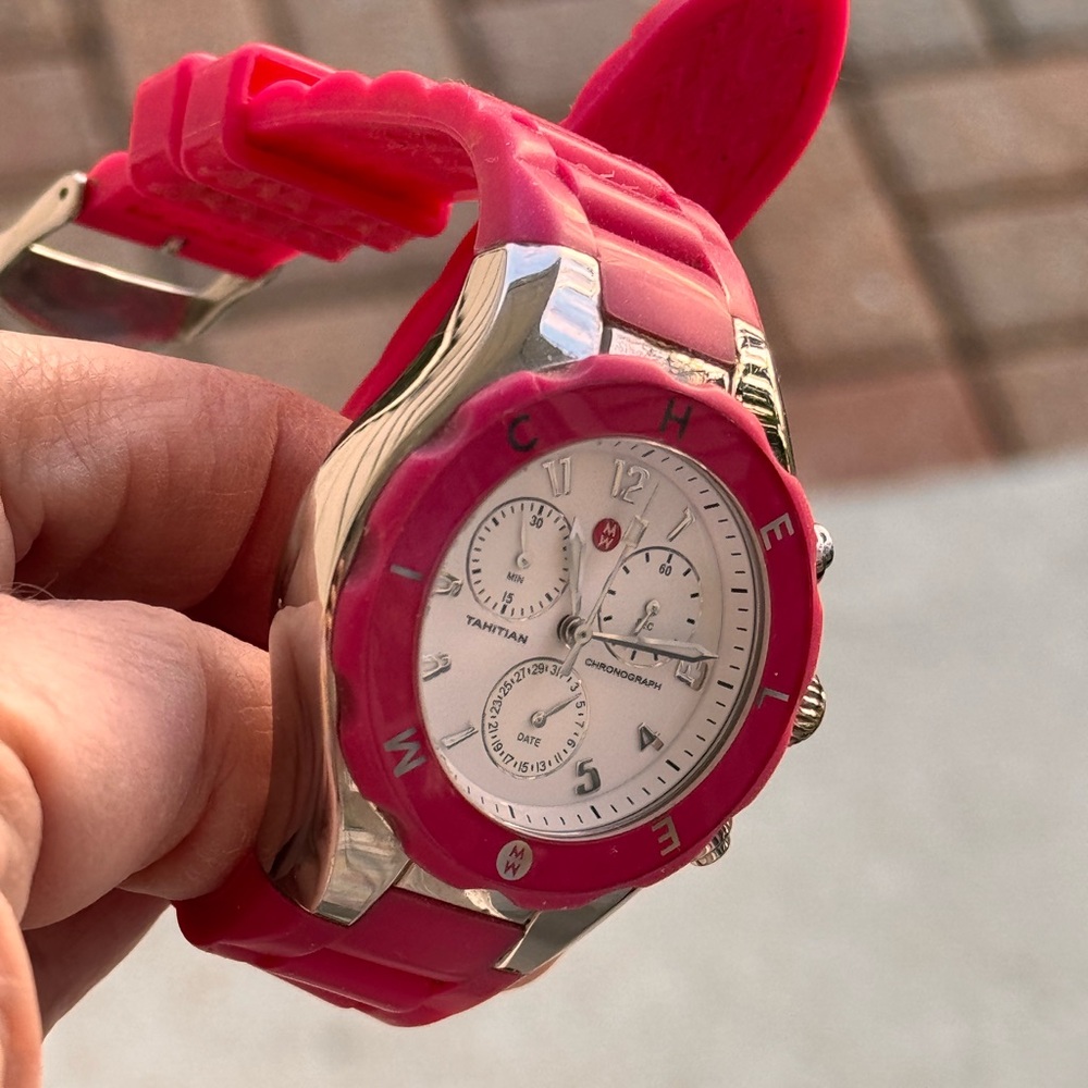 Michele Pink Tahitian Chronograph Watch